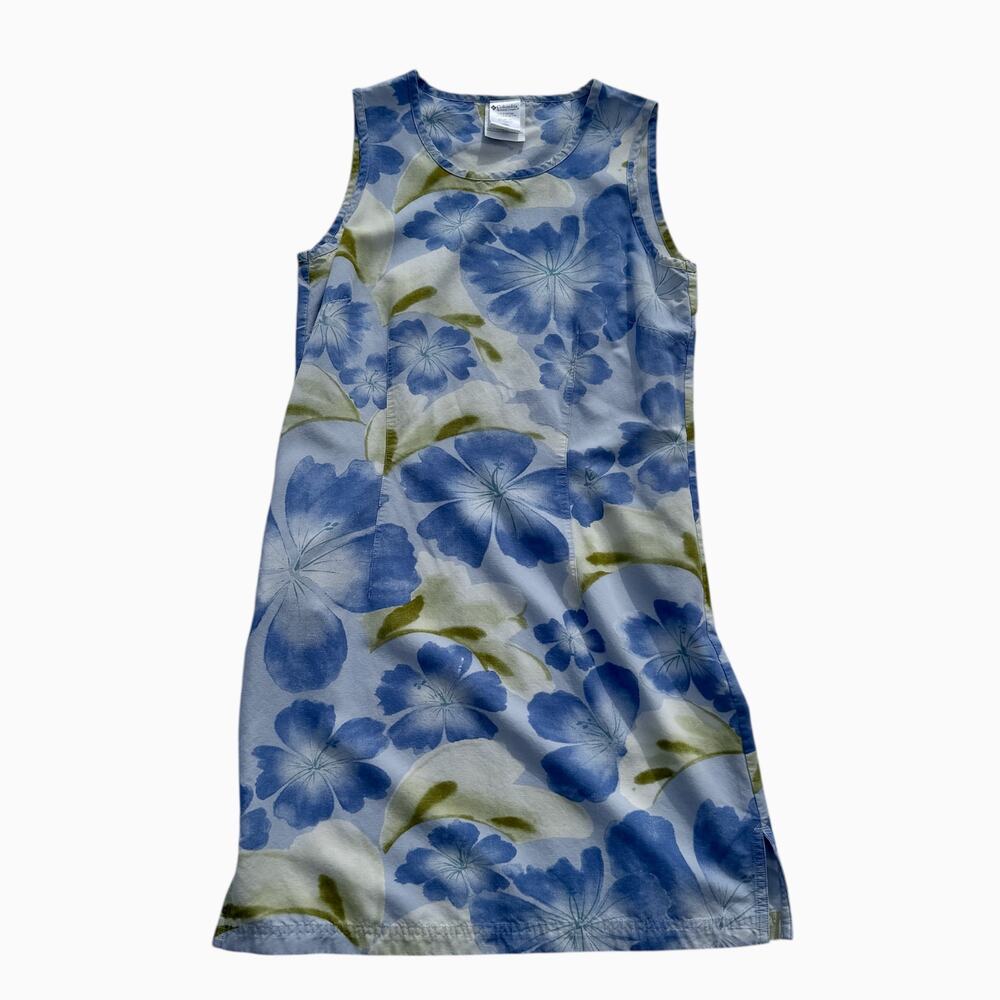 Columbia Blue & Olive Floral Sheath Dress Small